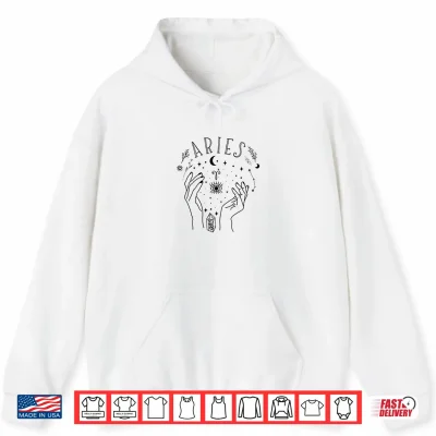 Hoodie Womens Aries Zodiac Sign Celestial Astrology Horoscope Aries Symbol Shirt