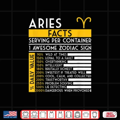 Design Aries Facts Zodiac Horoscope Funny Astrology Star Sign Shirt
