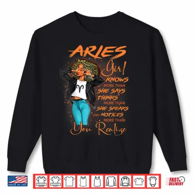 Sweatshirt Aries Girl Knows More Than She Says For Black Women Shirt