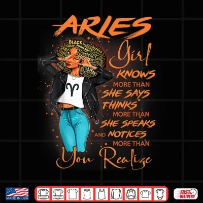 Design Aries Girl Knows More Than She Says For Black Women Shirt