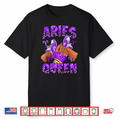 Aries Girl Zodiac Birthday Afro Queen Sneakers Nails Shirt