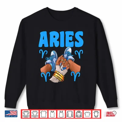 Sweatshirt Aries Girl Sneakers Astrology Zodiac Bday Black Women Shirt