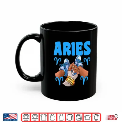 Mug Aries Girl Sneakers Astrology Zodiac Bday Black Women Shirt