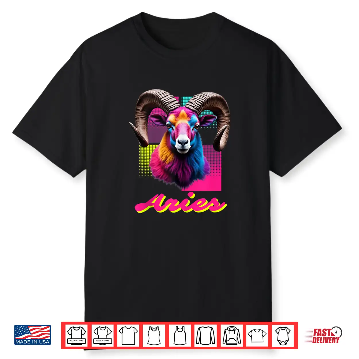 Aries Neon Ram Head Retro Zodiac Design Ram Lovers Aries Shirt Aries Neon Ram Head Retro Zodiac Design Ram Lovers Aries Shirt