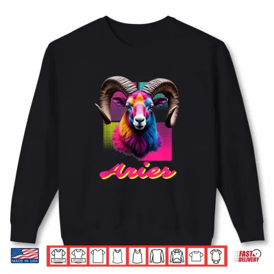 Aries Neon Ram Head Retro Zodiac Design Ram Lovers Aries Shirt 2 Sweatshirt Aries Neon Ram Head Retro Zodiac Design Ram Lovers Aries Shirt