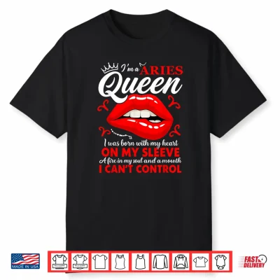 Aries Queen Zodiac Red Lip Birthday Graphic Men Women Shirt