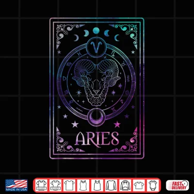 Design Aries Tarot Card March April Birthday Astrology Zodiac Sign Shirt