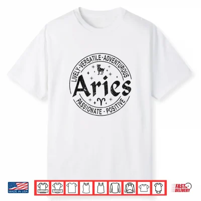 Aries Virtues Vintage Style Zodiac Design Aries Shirt