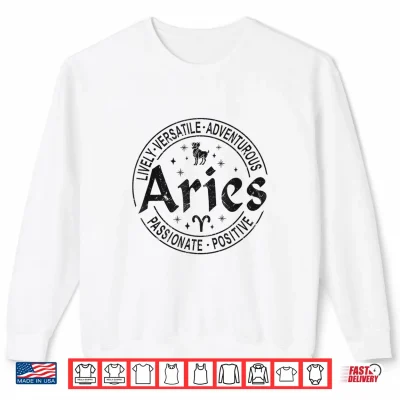 Aries Virtues Vintage Style Zodiac Design Aries Shirt 2 Sweatshirt Aries Virtues Vintage Style Zodiac Design Aries Shirt