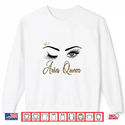 Sweatshirt Aries Zodiac Birthday Leopard Print Gift For Girls Women Shirt