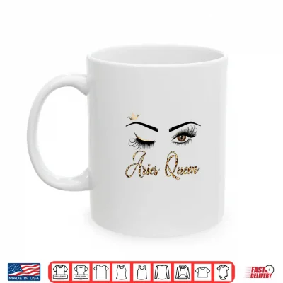 Mug Aries Zodiac Birthday Leopard Print Gift For Girls Women Shirt