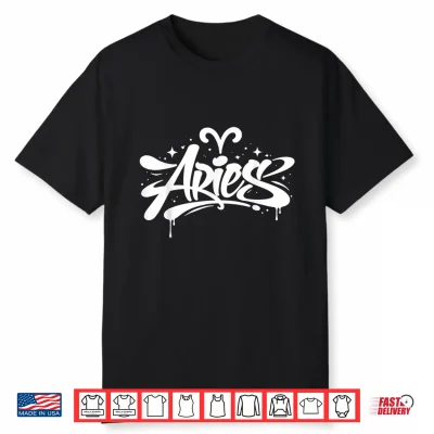 Aries Zodiac Graffiti Handstyle Astrology Star Sign Shirt