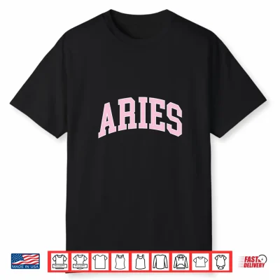 Aries Zodiac Horoscope Pink Retro Preppy Throwback Womens Shirt