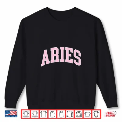 Sweatshirt Aries Zodiac Horoscope Pink Retro Preppy Throwback Womens Shirt