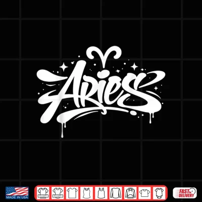 Design Aries Zodiac Graffiti Handstyle Astrology Star Sign Shirt