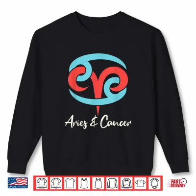 Sweatshirt Aries and Cancer Couple Zodiac Relationship Horoscope Shirt