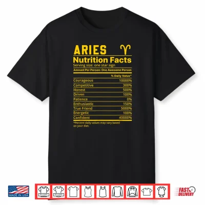 Zodiac Aries Nutrition Facts Shirt