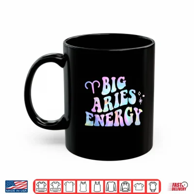 Mug Aries Big Energy Retro Smile Flower Zodiac Birthday Shirt 1