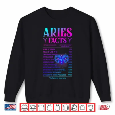 Aries Facts Zodiac April Birthday Gift For Men Women Shirt
