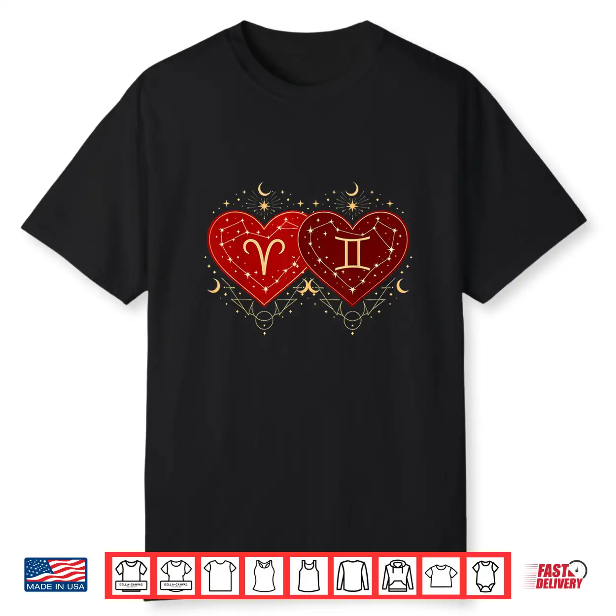 Aries Gemini Love Shirt Celestial Valentines Day Zodiac Bond Shirt Aries Gemini Love Shirt Celestial Valentines Day Zodiac Bond Shirt