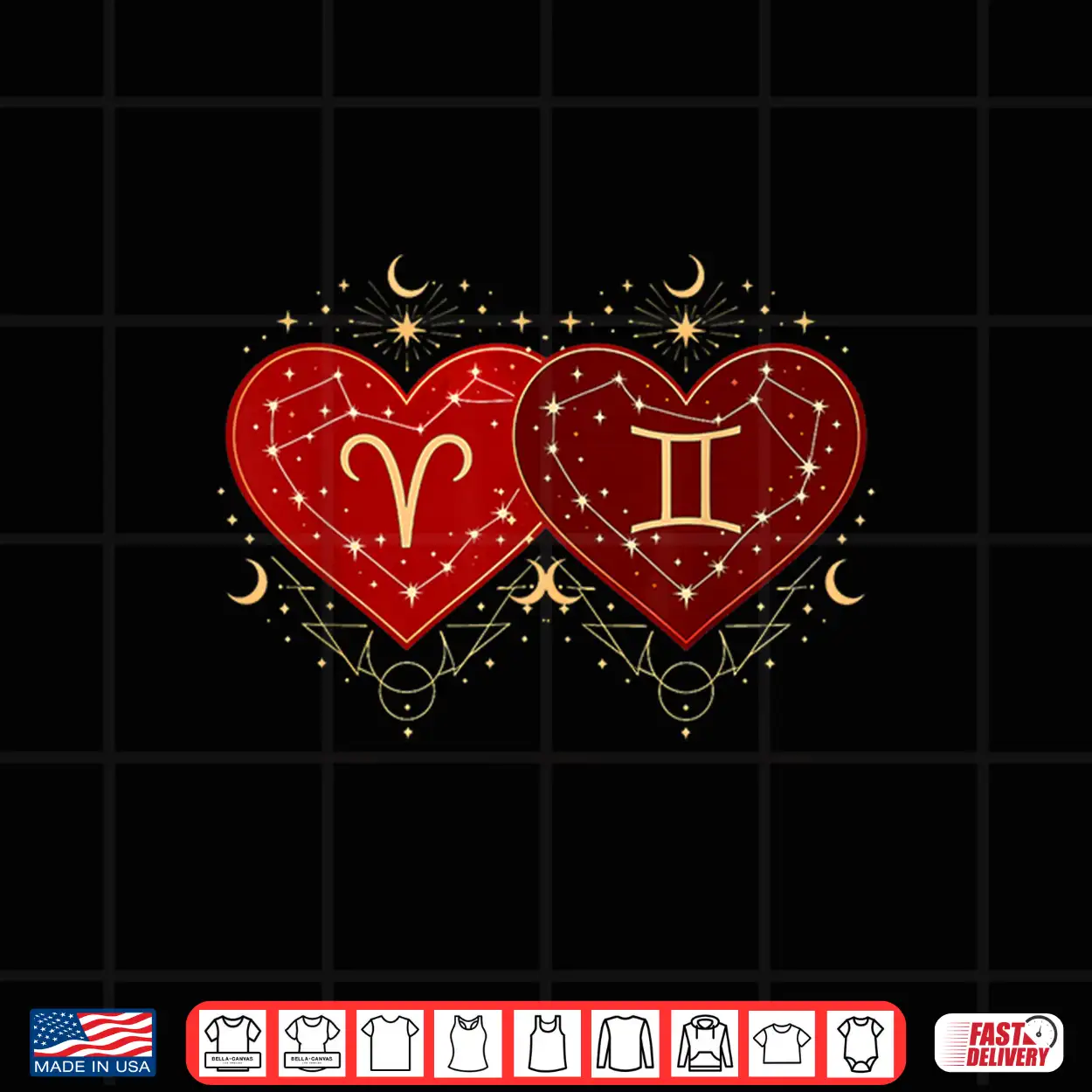 Aries Gemini Love Shirt Celestial Valentines Day Zodiac Bond Shirt Aries Gemini Love Shirt Celestial Valentines Day Zodiac Bond Shirt