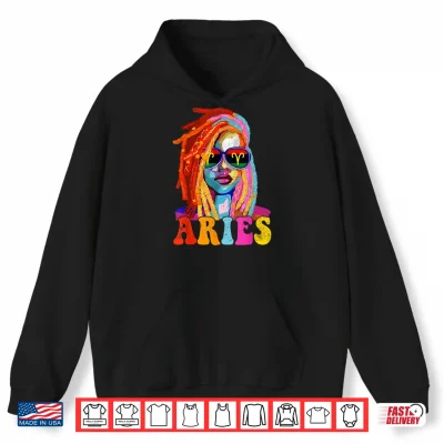 Hoodie Aries Queen African American Locd Women Zodiac Sign Shirt