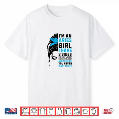 Aries Queen Aries Zodiac Sign Messy Bun Women Girls Ladies Shirt