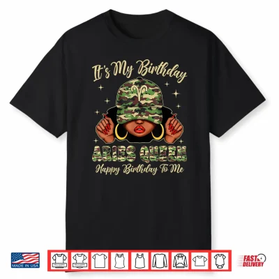 Aries Queen Black Woman Camouflage Cap Zodiac Sign Shirt