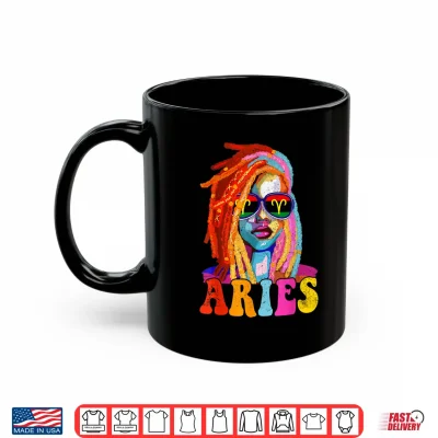Mug Aries Queen African American Locd Women Zodiac Sign Shirt 1