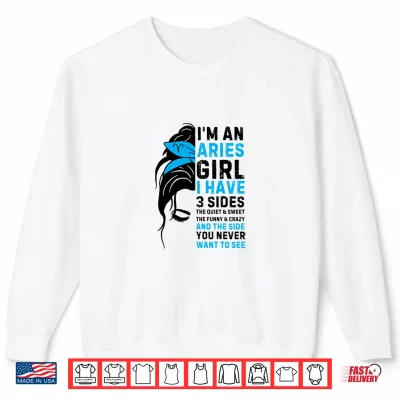 Sweatshirt Aries Queen Aries Zodiac Sign Messy Bun Women Girls Ladies Shirt 2
