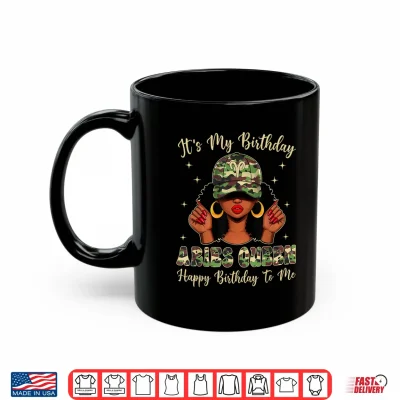 Mug Aries Queen Afro Women Camo Cap Black Girl Birthday Shirt 1