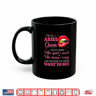 Aries Queen Birthday Zodiac Horoscope April March Lips Shirt 3 Mug Aries Queen Birthday Zodiac Horoscope April March Lips Shirt 2
