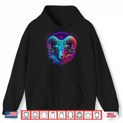 Hoodie Aries Zodiac Sign Ram Graphic Astrology Cool Horoscope Art Shirt 2