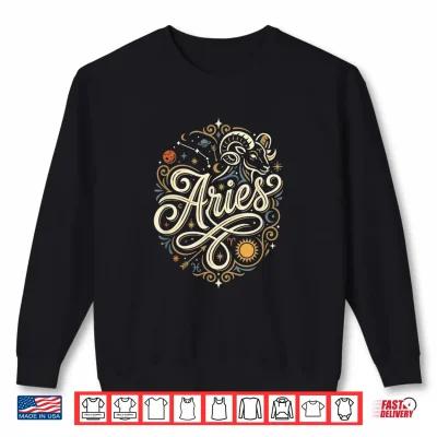 Sweatshirt Aries Zodiac Sign Horoscope Astrology Star Signs Girls Women Shirt 2
