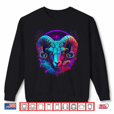 Sweatshirt Aries Zodiac Sign Ram Graphic Astrology Cool Horoscope Art Shirt 2