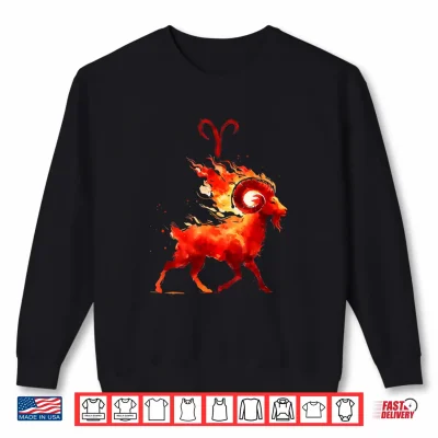 Sweatshirt March April Birthday Asian Brush Aries Zodiac Fire Sign Shirt 1