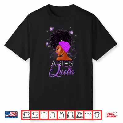 Purple Aries Queen African American Woman March April Shirt