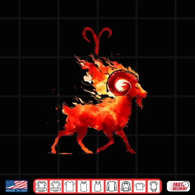 Design March April Birthday Asian Brush Aries Zodiac Fire Sign Shirt 1