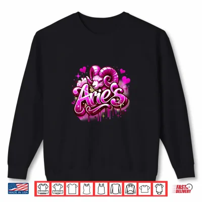 Sweatshirt Pink Aries Zodiac Star Sign Shirt 1