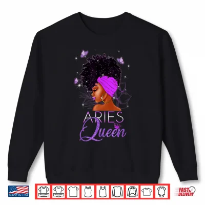 Sweatshirt Purple Aries Queen African American Woman March April Shirt 1