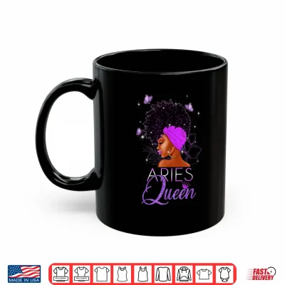 Mug Purple Aries Queen African American Woman March April Shirt 1