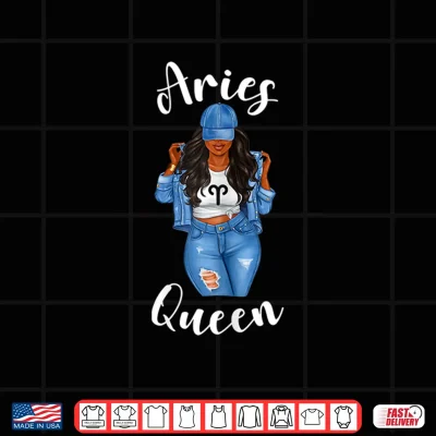 Design Streetwise Aries Black Queen Afro Womens Zodiac Birthday Shirt 1