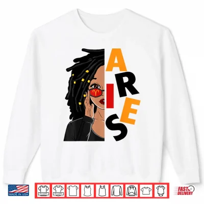 Sweatshirt Aries Girls African American Locd Women Zodiac Sign Shirt