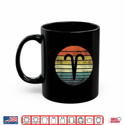 Mug Aries Gifts Funny Retro Sunset Zodiac Sign Birthday Shirt