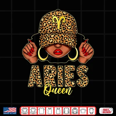 Design Aries Queen Black Woman Leopard Cap Hat Zodiac Birthday Shirt