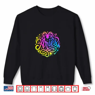Sweatshirt Aries Zodiac Sign Horoscope Star Signs Astrology Women Girls Shirt