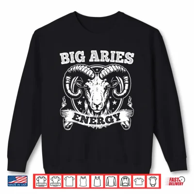 Sweatshirt Big Aries Energy Aries Zodiac Sign March April Birthday Shirt