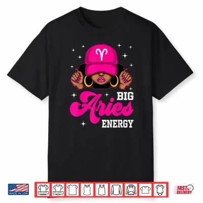 Big Aries Energy Sassy Black Woman Cap Zodiac Birthday Shirt