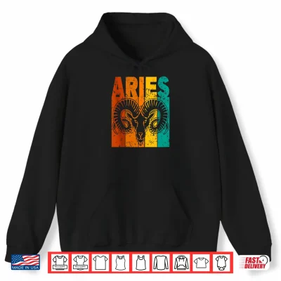 Hoodie Retro Zodiac Sign Aries Shirt
