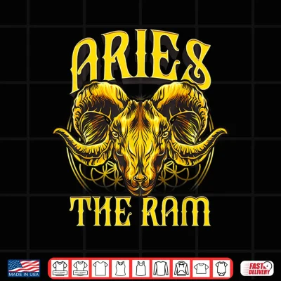 Design Unique Aries Art Gift with Golden Ram for Horoscope Lovers Shirt